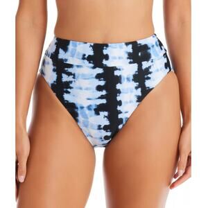 BAR III Women's Shibori Tie-Dyed High Waist Bikini Bottoms M